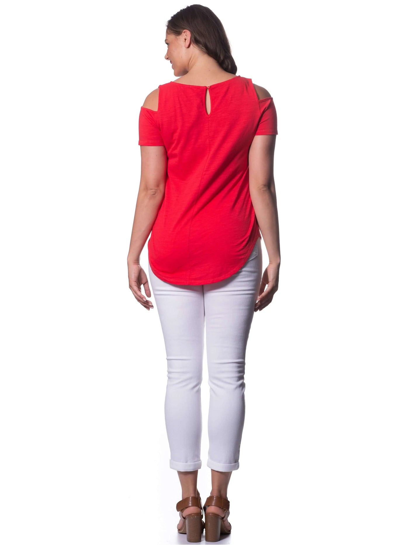 Poppy Red Bamboo Knit Short Sleeve Top Corfu Easy Living
