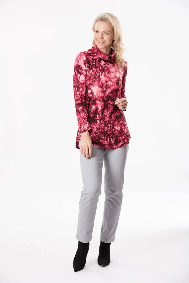 Raspberry High Neck Long Sleeve Top Corfu Easy Living