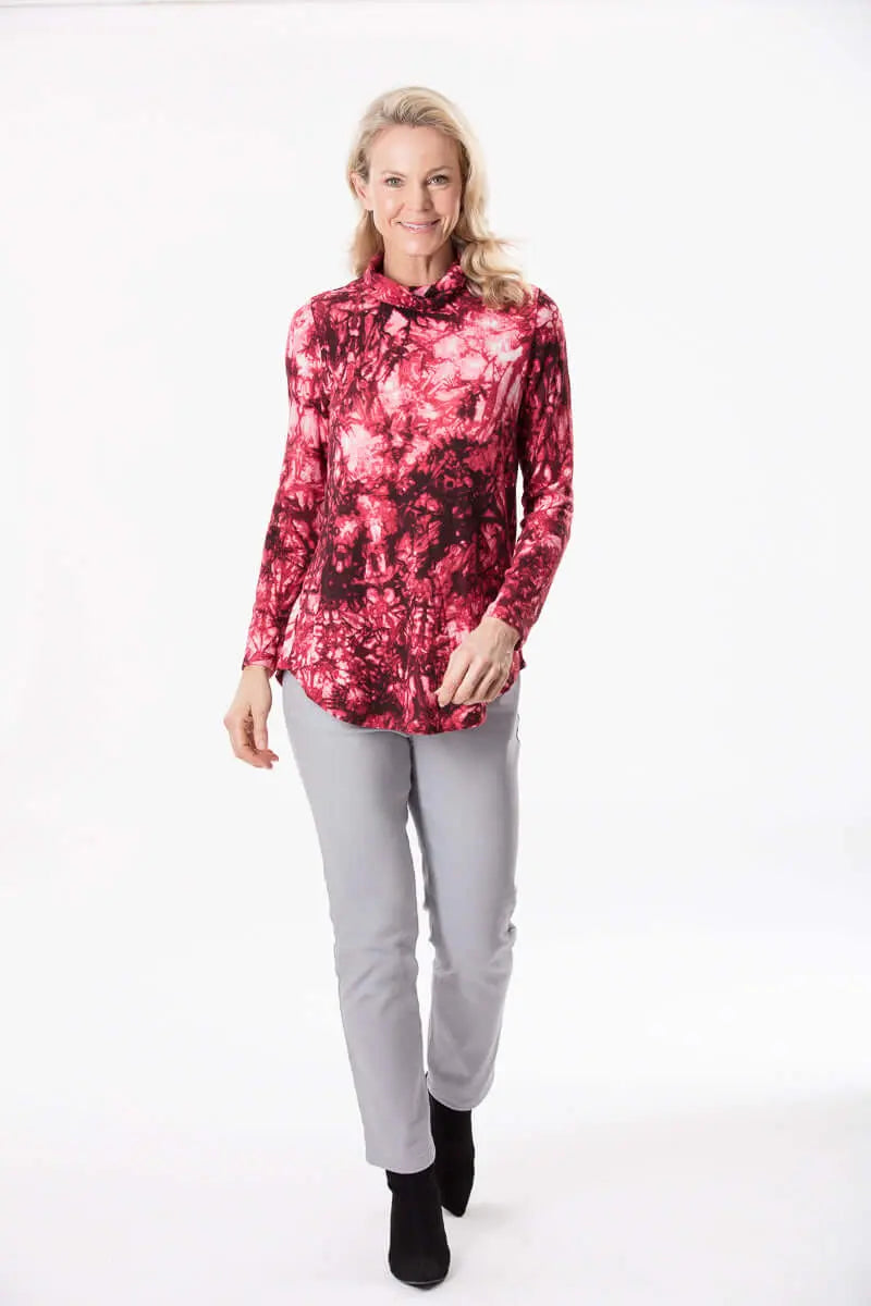 Raspberry High Neck Long Sleeve Top Corfu Easy Living