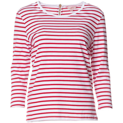 Red Stripe Cotton Long Sleeve Top Corfu Easy Living