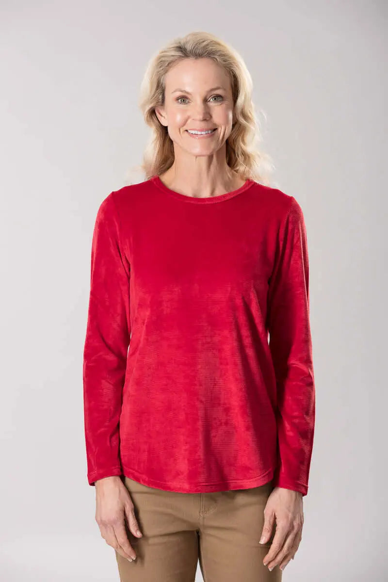 Ruby Rib Velour Long Sleeve Top Corfu Jeans