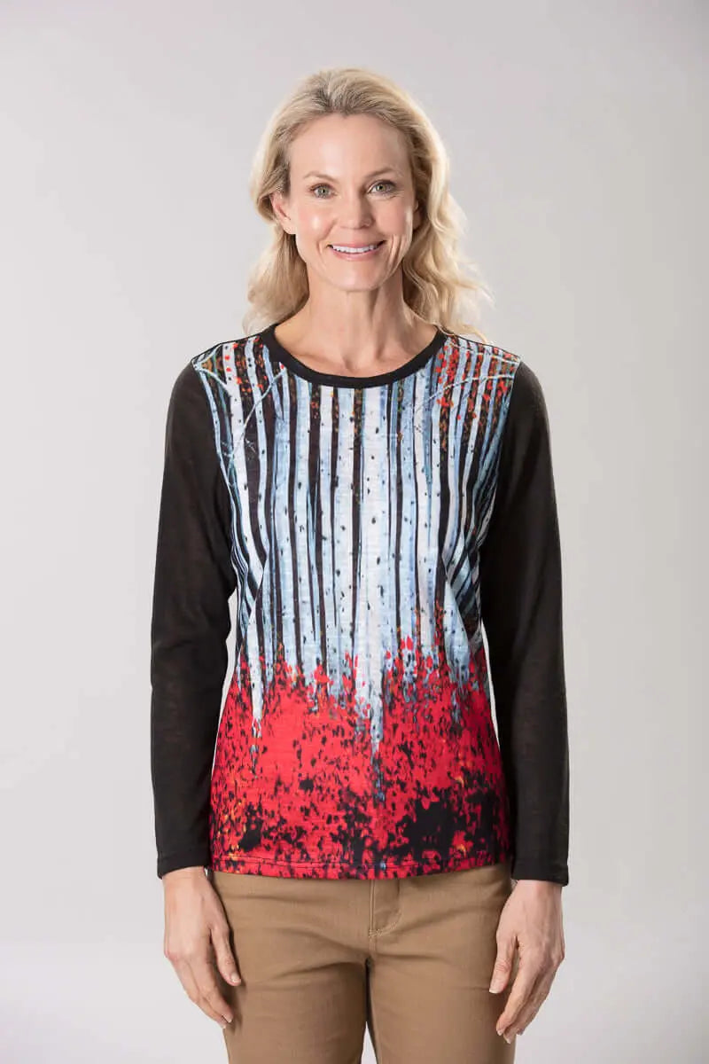 Tall Trees Paper Print Long Sleeve Top Corfu Jeans