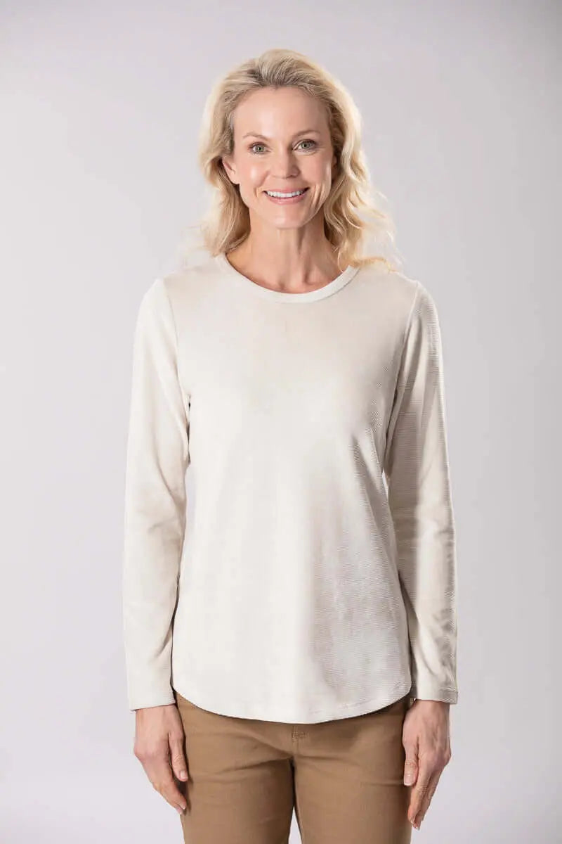 Vanilla Rib Velour Long Sleeve Top Corfu Jeans