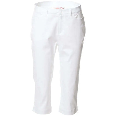 White Cotton Stretch Sateen 3/4 Pants Corfu Easy Living