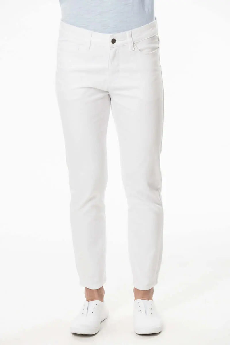 White Cotton Stretch Twill Denim Jeans Corfu Easy Living